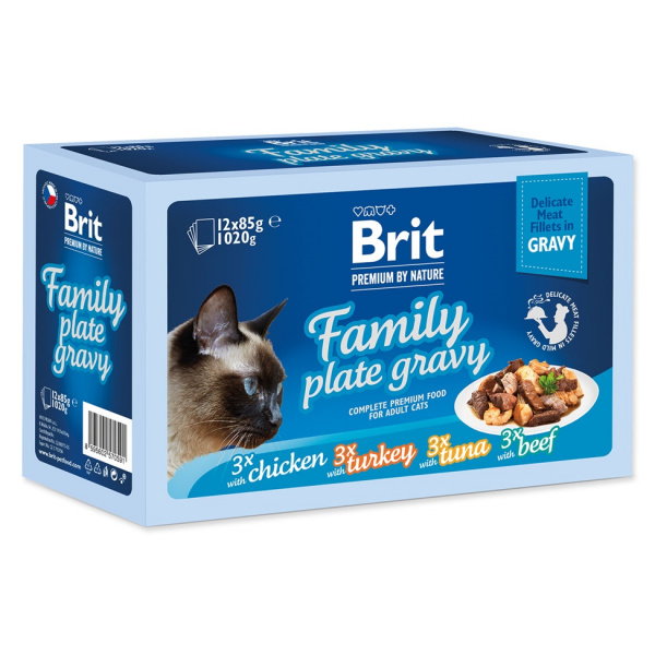 Brit Premium cat delicate kapsičky filety v šťave family plate 12x85g