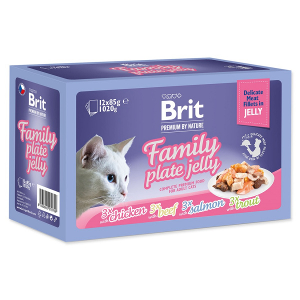 Brit Premium cat delicate kapsičky filety v želé family plate 12 x 85g