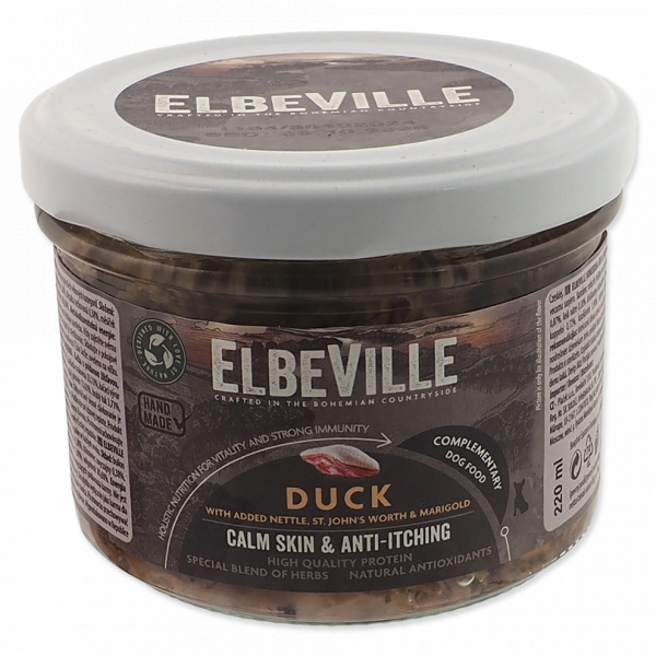 Elbeville dog krmivo v skle Calm Skin&Ant-Itching kačka so žihľavou 220ml