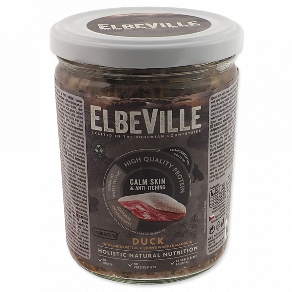Elbevill dog krmivo v skle Calm Skin&Ant-Itching kačka so žihľavou 440 ml