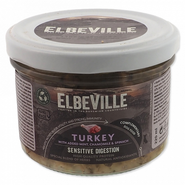 Elbeville dog krmivo v skle Sensitive Digestion morka s mätou 220 ml