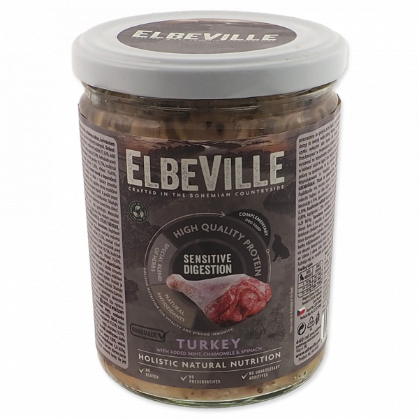 Elbeville dog krmivo v skle Sensitive Digestion morka s mätou 440 ml